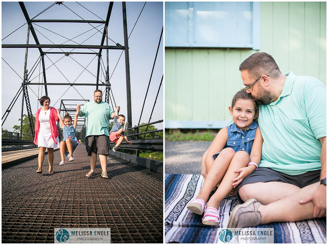 photo of a family walking on a bridge in City Island, Harrisburg, PA